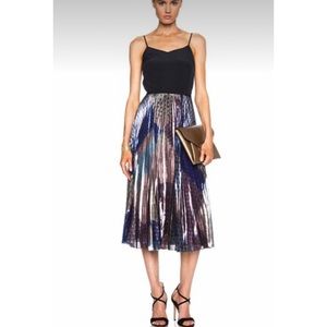 Victoria Beckham Metallic Pleated Midi Dress